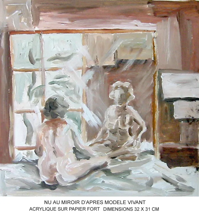 Nu au miroir d'après modèle vivant